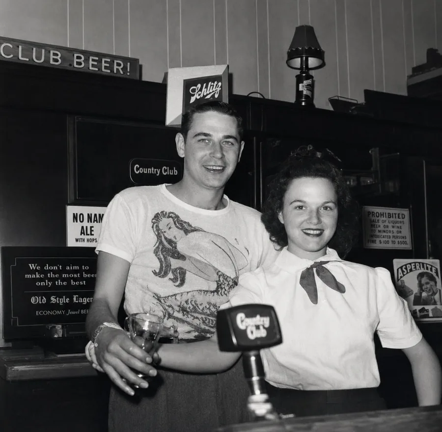 Jim and Ruby Waltz behind the bar decades ago; their Waltz Inn became known to everyone as Ruby's