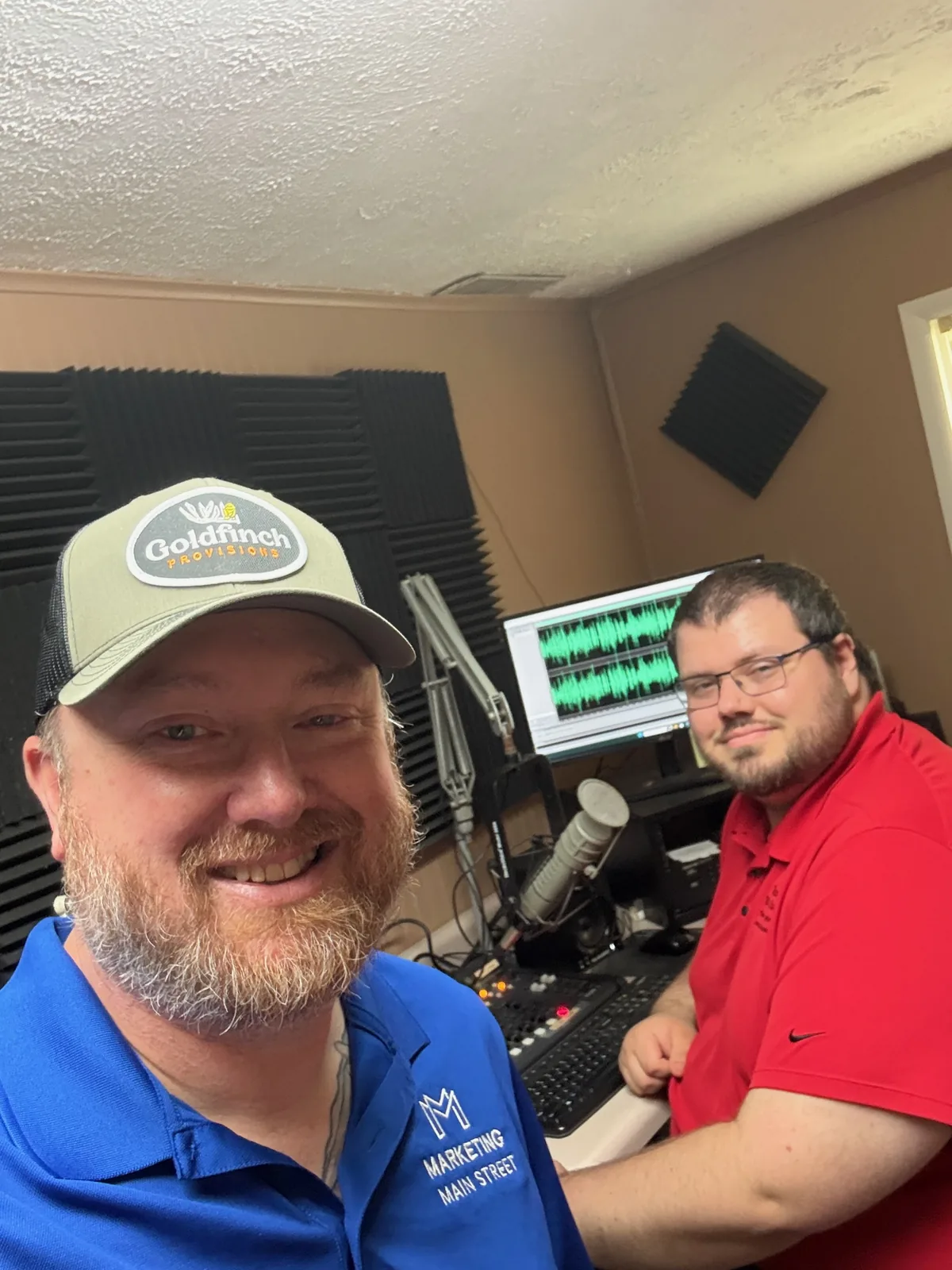 Nate Westre in the studio during a radio interview