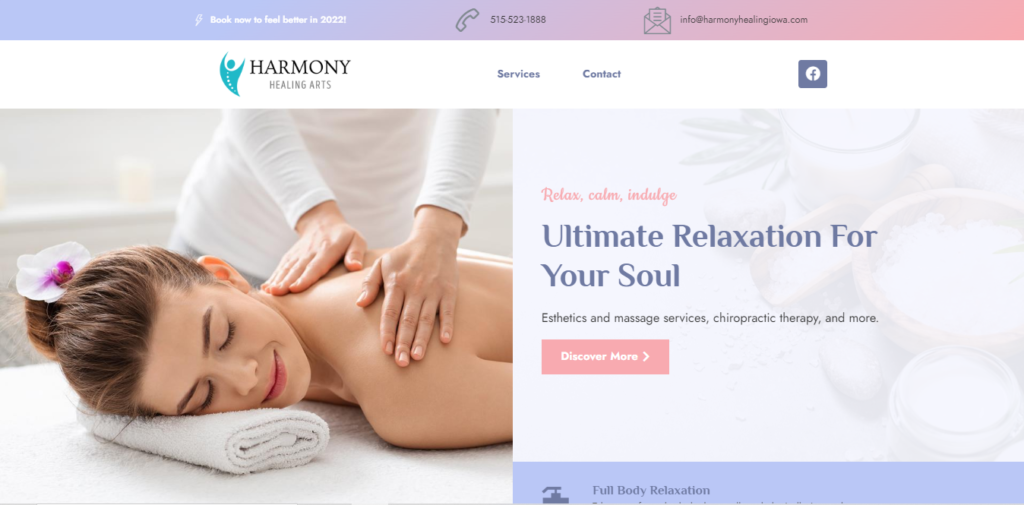 harmony healing arts web design