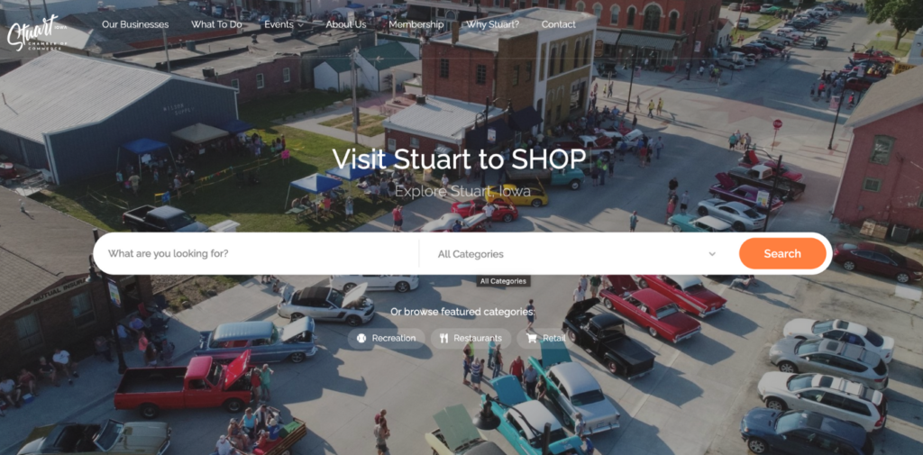 new website for stuart iowa chamber of commerce