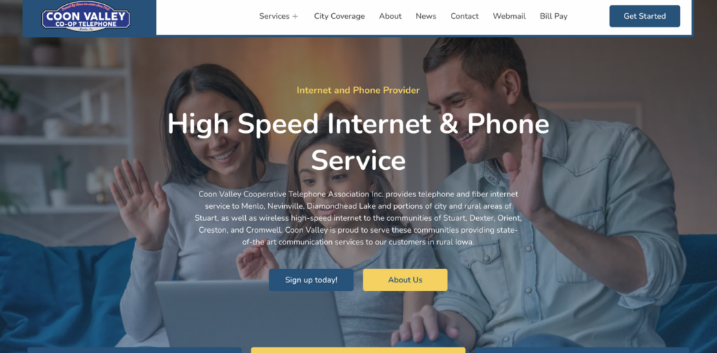 coon valley telco website designer
