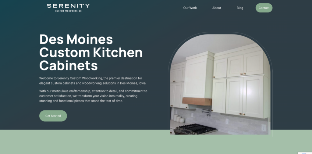 serenity custom woodworking clive iowa website designer