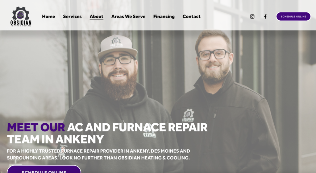 optimized website example for seo in Iowa