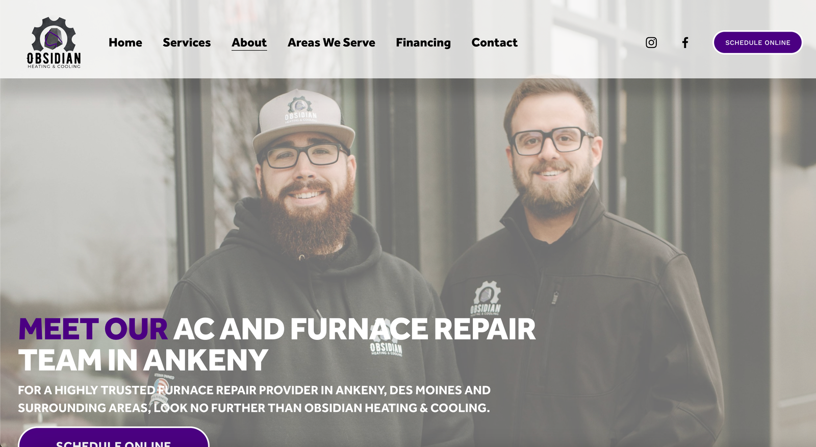 obsidian hvac ankeny marketing seo social media marketing