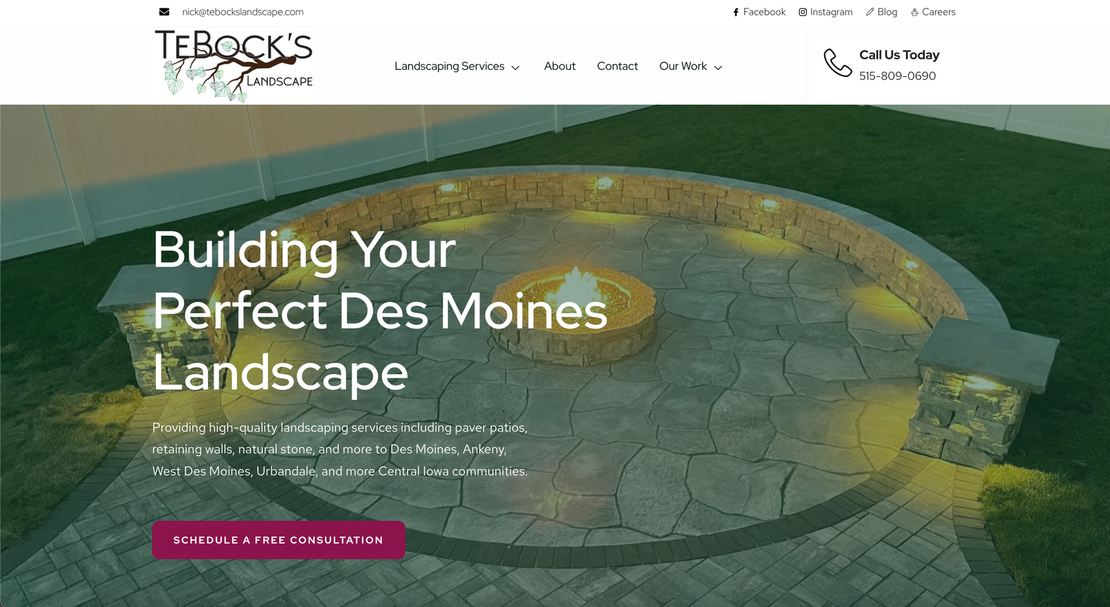 tebocks landscape ankeny web design seo