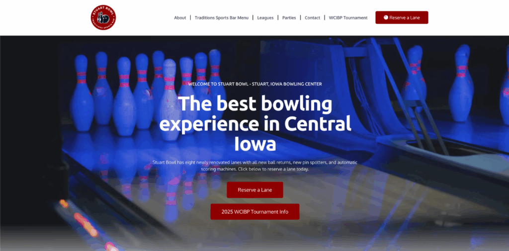stuart iowa bowling alley web design