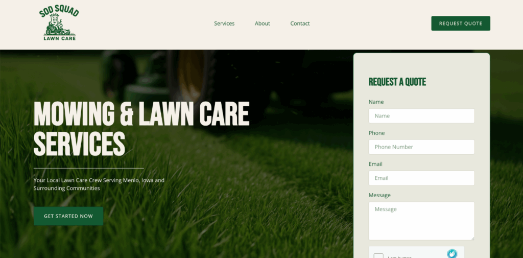 web design lawn care sodsquad